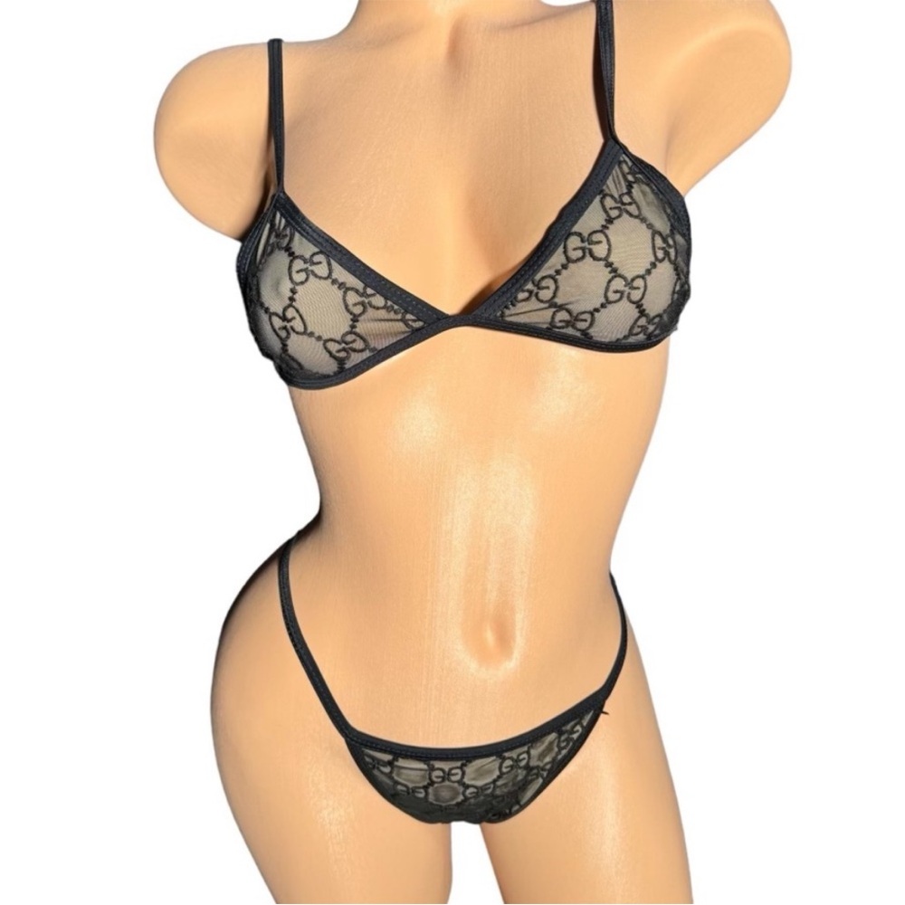 Elegant Black Lace Thong GG bikini